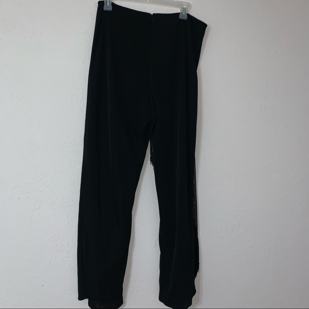 FRINGE!❤JS Boutique Fringed Leg Sash Black Dress Pants. - Picture 7 of 9